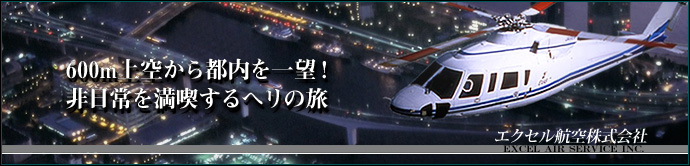 エクセル航空株式会社   空気が澄み、夜景が美しい季節。600m上空から都内の街並みを楽しむ、ドラマティックなひと時をご提案します。