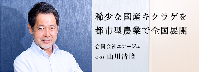 稀少な国産キクラゲを　都市型農業で全国展開
合同会社エアージュ CEO 山川清峰