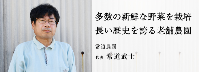 多数の新鮮な野菜を栽培　長い歴史を誇る老舗農園
常道農園 代表 常道武士