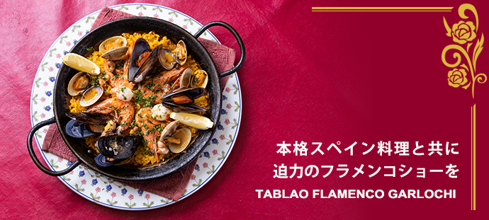 本格スペイン料理と共に　迫力のフラメンコショーを
TABLAO FLAMENCO GARLOCHI