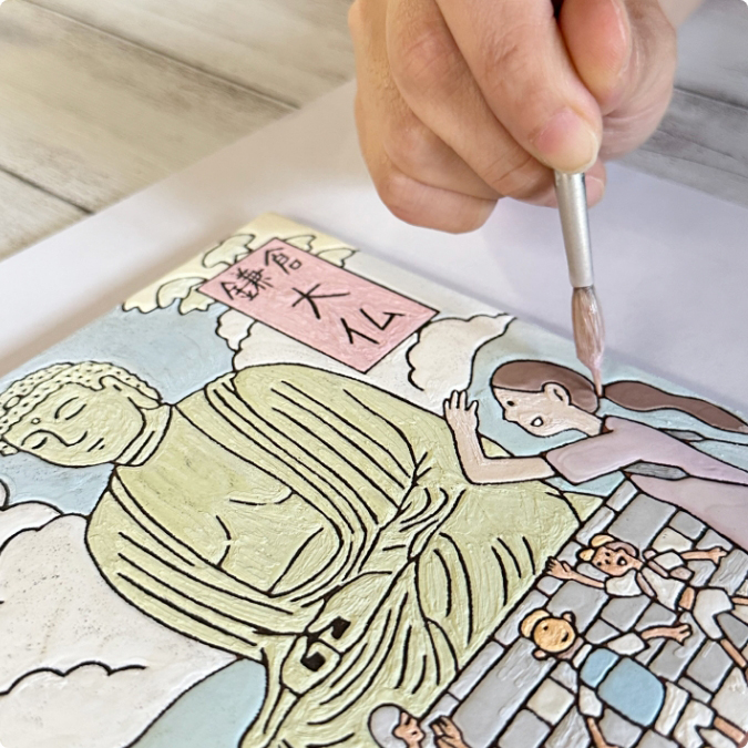 立体感のある絵に仕上がるのがスペインタイルの特徴の一つ