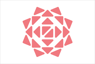 三角屋根から花が開く様をイメージした会社ロゴ