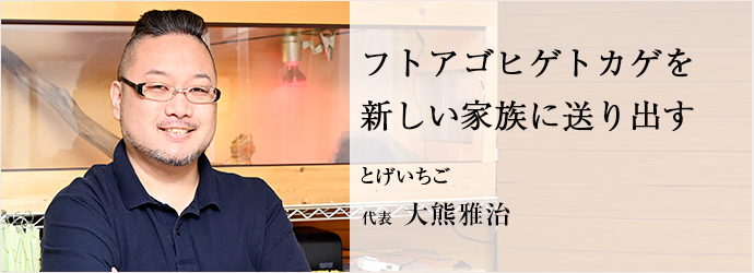 フトアゴヒゲトカゲを　新しい家族に送り出す
とげいちご 代表 大熊雅治