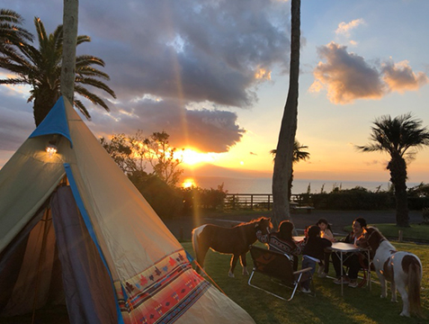 新設の京急油壺温泉キャンプパークで　富士山と海と夕日の絶景を楽しもう！